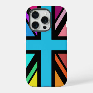 Coque iPhone 15 Pro Union Jack/Drapeau Multicolore+Noir
