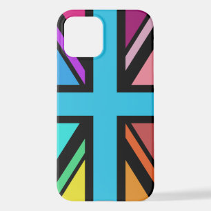 Coque iPhone 12 Union Jack/Drapeau Multicolore+Noir