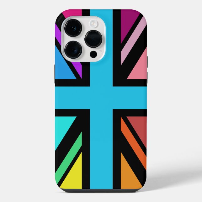 Coque iPhone Union Jack/Drapeau Multicolore+Noir (Verso)