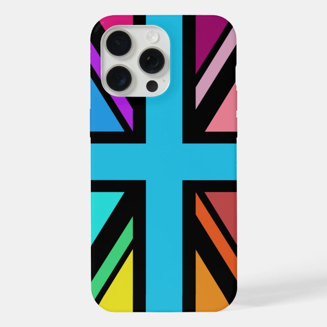 Coque iPhone Union Jack/Drapeau Multicolore+Noir (Verso)