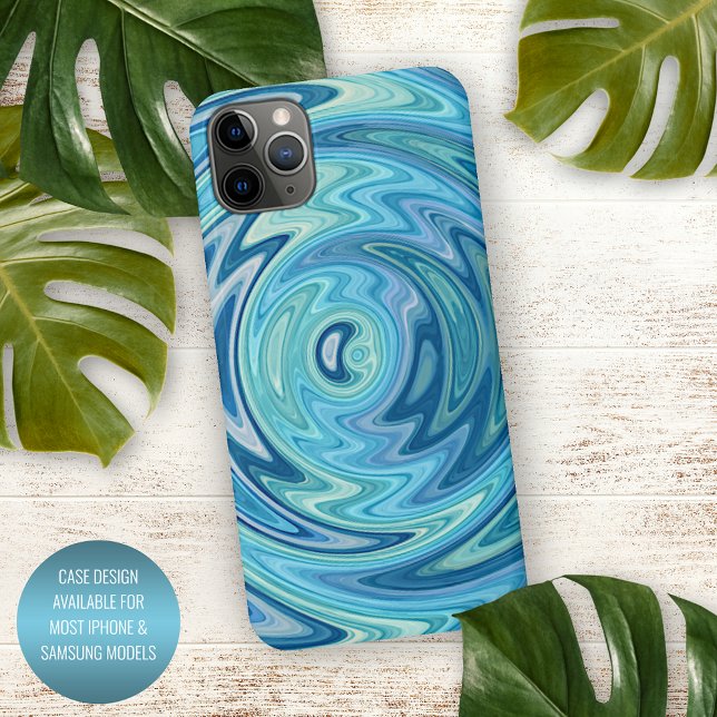 Coque iPhone Unique Aqua Turquoise Blue Violet Summer Swirl Art (Créateur téléchargé)