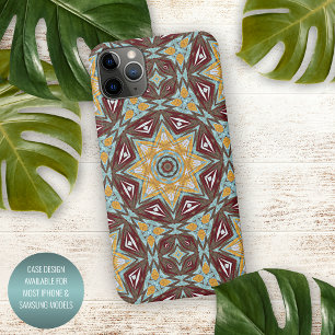 Coque iPhone 11Pro Max Unique Brown jaune Turquoise Rouge Kaleidoscope Ar