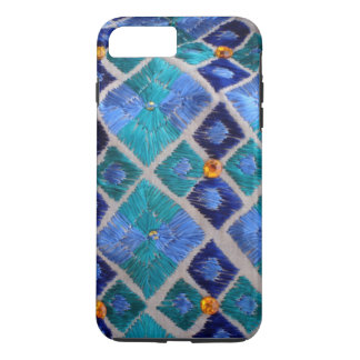 Coque iphone unique de Phulkari brodé par bleu