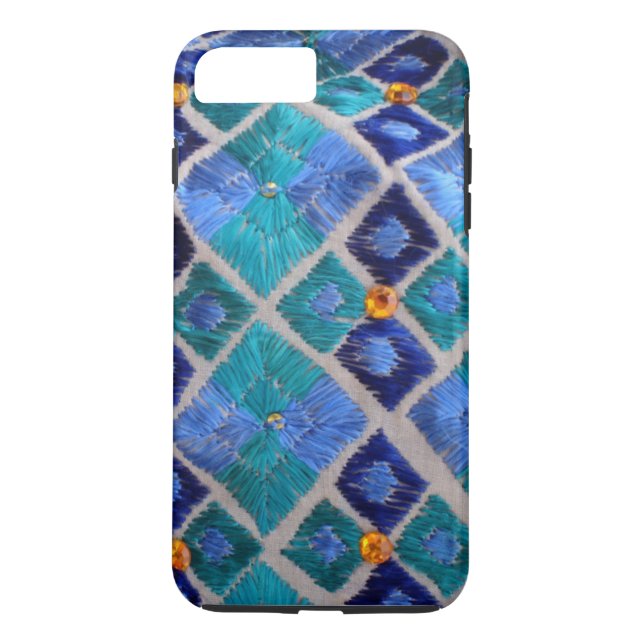 Coque iphone unique de Phulkari brodé par bleu (Dos)