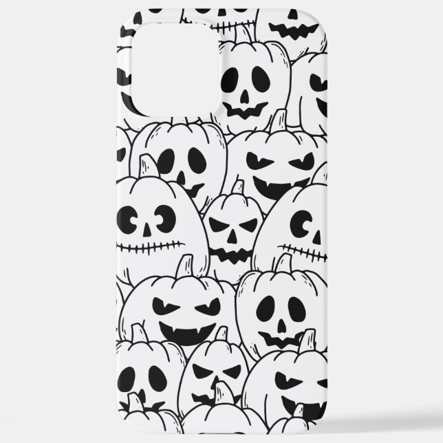 Coque iPhone Unique drôle Citrouille Visages Croquis Halloween (Verso)