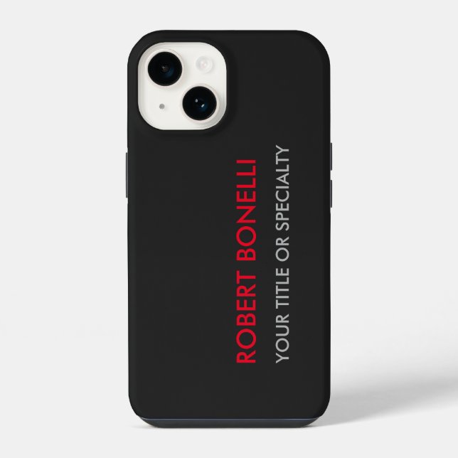 Coque iPhone Unique Moderne Gris Rouge Stylish Ajouter Nom (Verso)