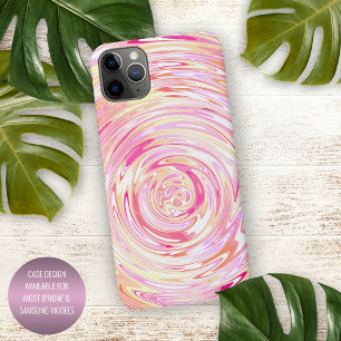 Coque iPhone 11Pro Max Unique Sunny Yellow Orange Blush Pink Swirl Art