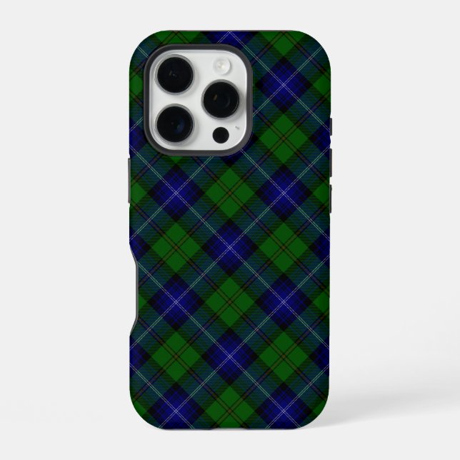 Coque iPhone Urquhart tartan bleu vert plaid (Verso)