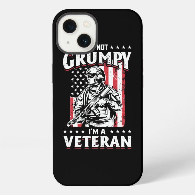 Coque iPhone US Flag Im not Grumpy im a Veteran 115 (Verso)