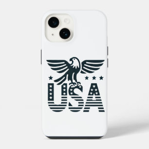 Coque Pour iPhone 14 USA Eagle Patriotic Desig - Style Etoile et Stripe