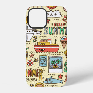 Coque iPhone 12 Vacances de vacances d'été drôle doodle vinta