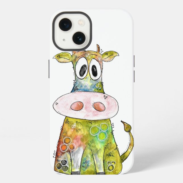Coque iPhone Vache colorée fantaisiste mignonne (Verso)
