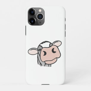 Coque iPhone 11Pro vache de dessin animé noir blanc rose baiser gris