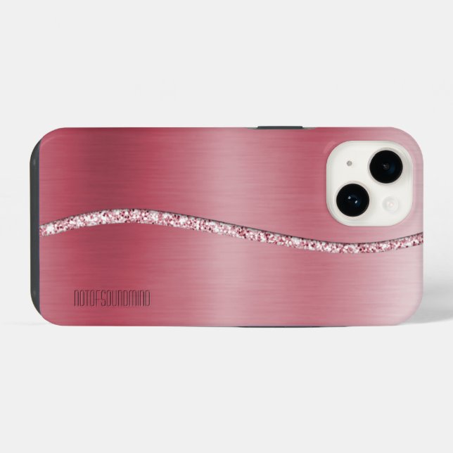 Coque iPhone Vague Rose métallique or et Parties scintillant (Verso Horizontal)