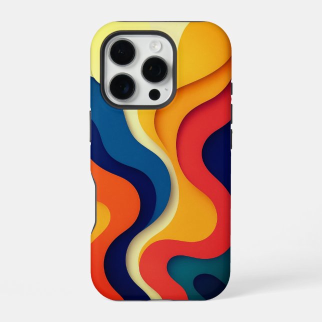 Coque iPhone Vagues Abstraites colorées (Verso)