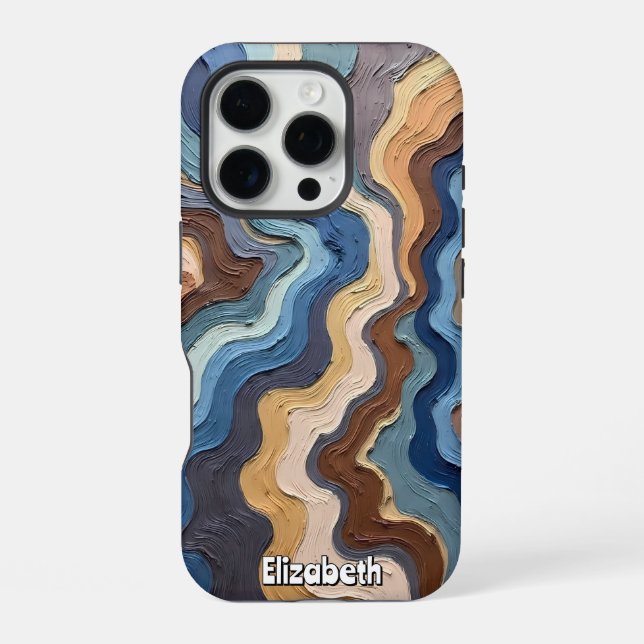 Coque iPhone Vagues Abstraites Texturées (Verso)
