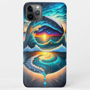 Coque iPhone 11Pro Max Vagues brisant les lumières de la ville étoiles nu