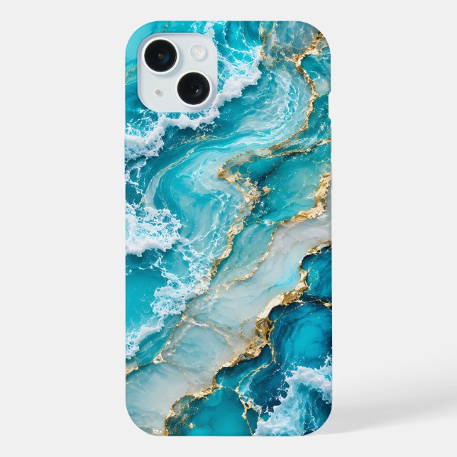 Coque iPhone Vagues de lagon turquoise Abstrait (Verso)