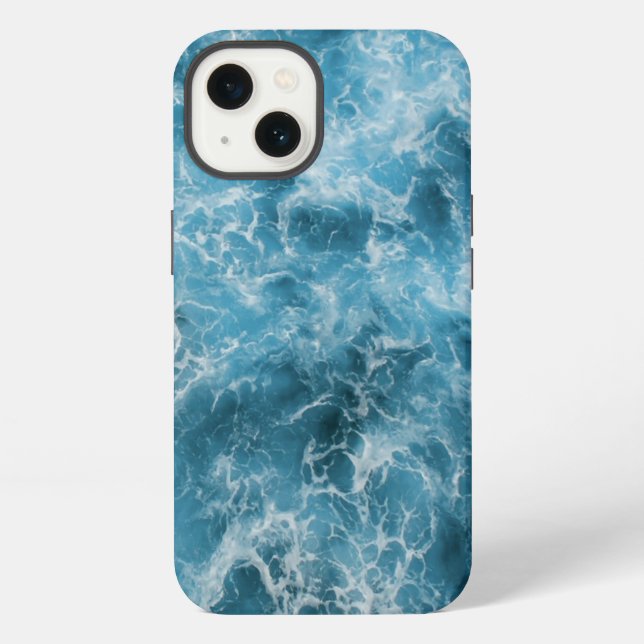 Coque iPhone Vagues de l'océan bleu (Verso)