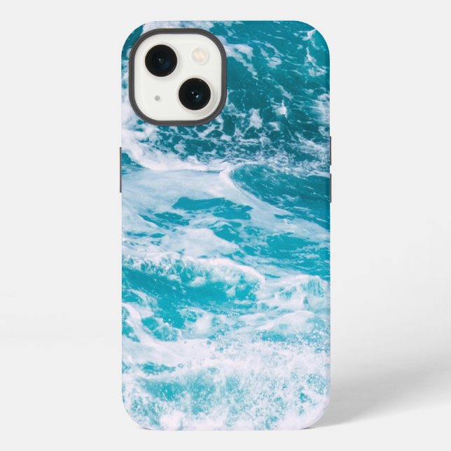 Coque iPhone Vagues de l'océan bleu (Verso)