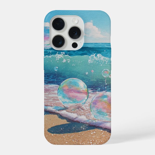 Coque iPhone Vagues de rêve sur la plage Couvrent l'iPhone 15  (Verso)