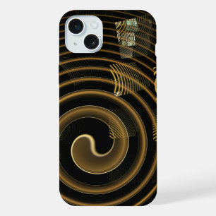 Coque iPhone 15 Plus Vagues dorées hypnotiques Art abstrait moderne