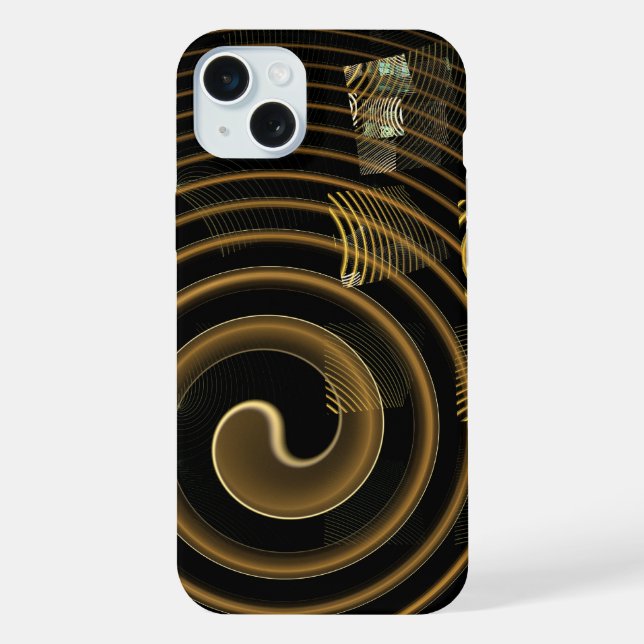 Coque iPhone Vagues dorées hypnotiques Art abstrait moderne (Verso)
