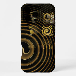 Coque iPhone 16 Pro Max Vagues dorées hypnotiques Art abstrait moderne