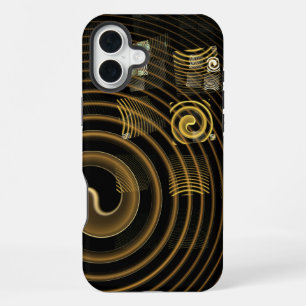 Coque iPhone 16 Plus Vagues dorées hypnotiques Art abstrait moderne