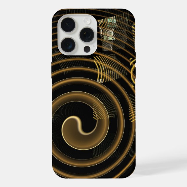 Coque iPhone Vagues dorées hypnotiques Art abstrait moderne (Verso)