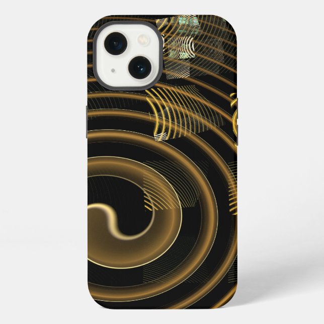 Coque iPhone Vagues dorées hypnotiques Art abstrait moderne (Verso)