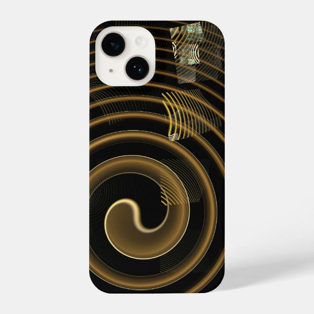 Coque iPhone Vagues dorées hypnotiques Art abstrait moderne (Verso)