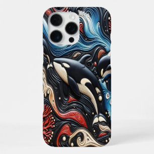 Coque iPhone 16 Pro Max Vagues dynamiques : Les baleines en harmonie