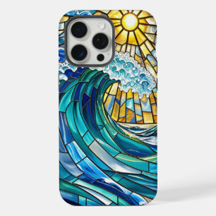 Coque iPhone 15 Pro Max Vagues océaniques élégantes et lueur du soleil – V