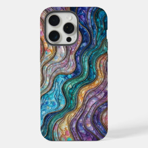 Coque iPhone 15 Pro Max Vagues ondulées d'ormeau coloré