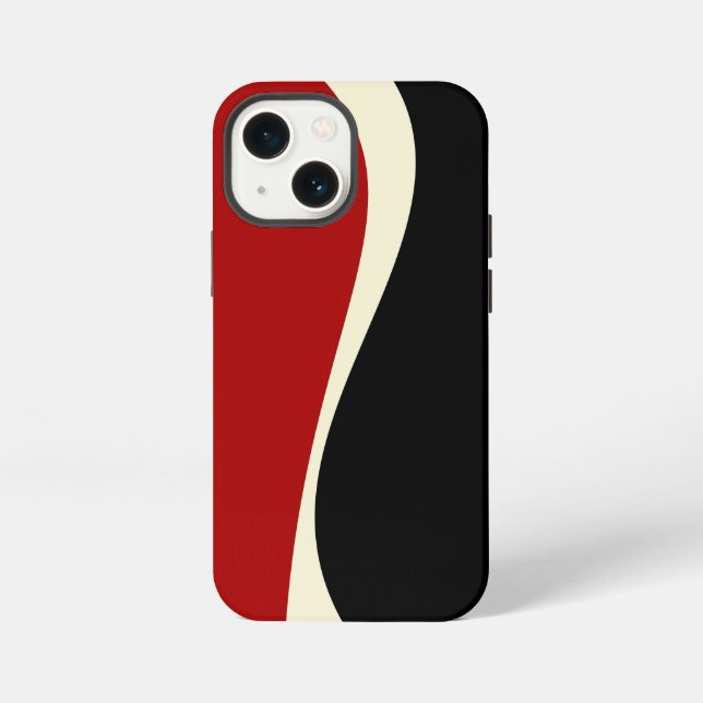 Coque iPhone Vagues simples 2 en rouge et crème (Verso)