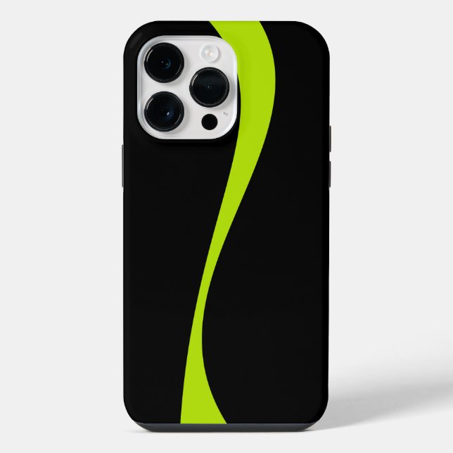 Coque iPhone Vagues simples 2 en vert citron et noir (Verso)