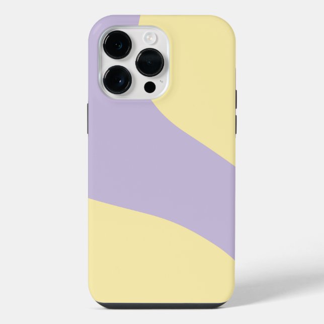 Coque iPhone Vagues simples en jaune pastel et violet (Verso)