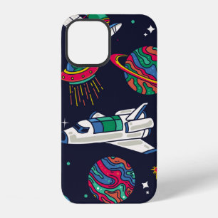 Coque iPhone 12 Vaisseau spatial dans un motif transparent de Gala