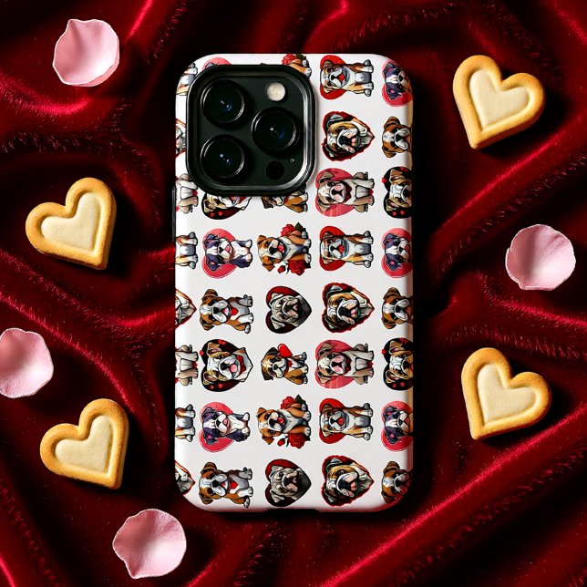 Coque iPhone Valentine Bulldog  (Bulldog Love Heart Pattern Valentine iPhone Case)