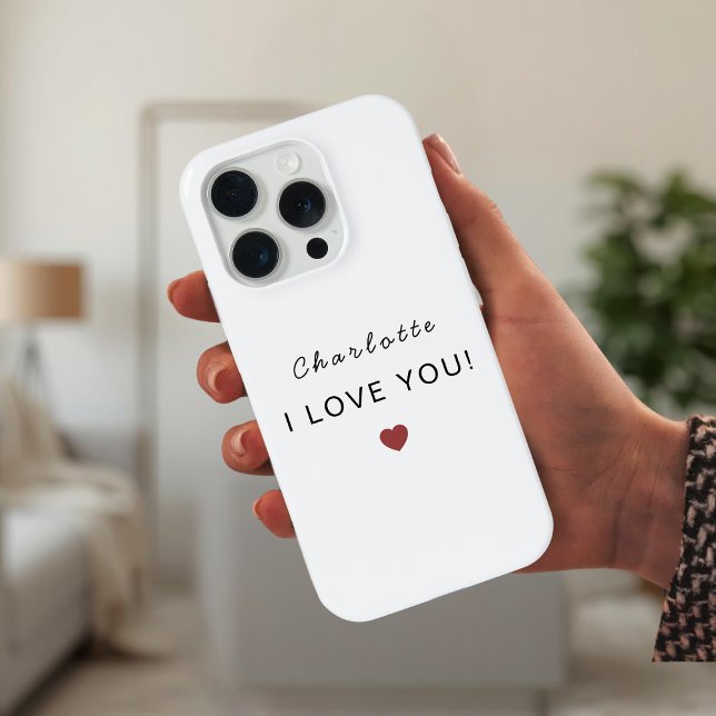 Coque iPhone Valentine Personnalisé Moderne – Je T'Aime (Créateur téléchargé)