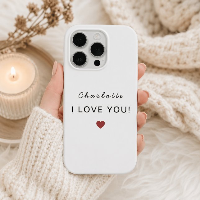 Coque iPhone Valentine Personnalisé Moderne – Je T'Aime (Créateur téléchargé)