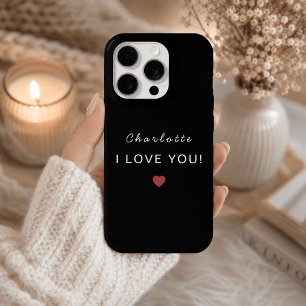 Coque iPhone 15 Pro Valentine Personnalisé Moderne – Je T'Aime