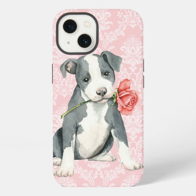 Coque iPhone Valentine Rose Pit Bull (Verso)