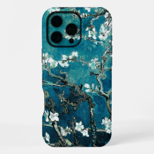 Coque iPhone 16 Pro Max Van Gogh Floraison d'Amandier Sarcelle Foncé