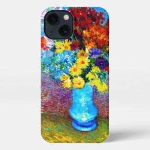 Etui iPhone 13 Van Gogh Flowers dans un Vase Bleu