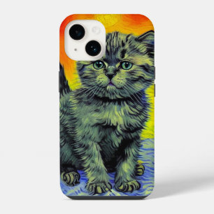 Coque Pour iPhone 14 Van Gogh Style Chat Sunset Beach