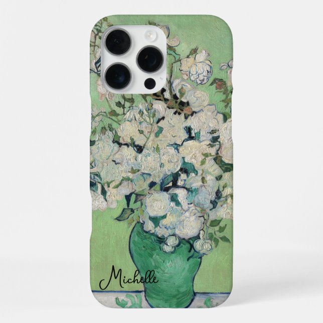 Coque iPhone Vase avec Rose Monogram Van Gogh (Verso)