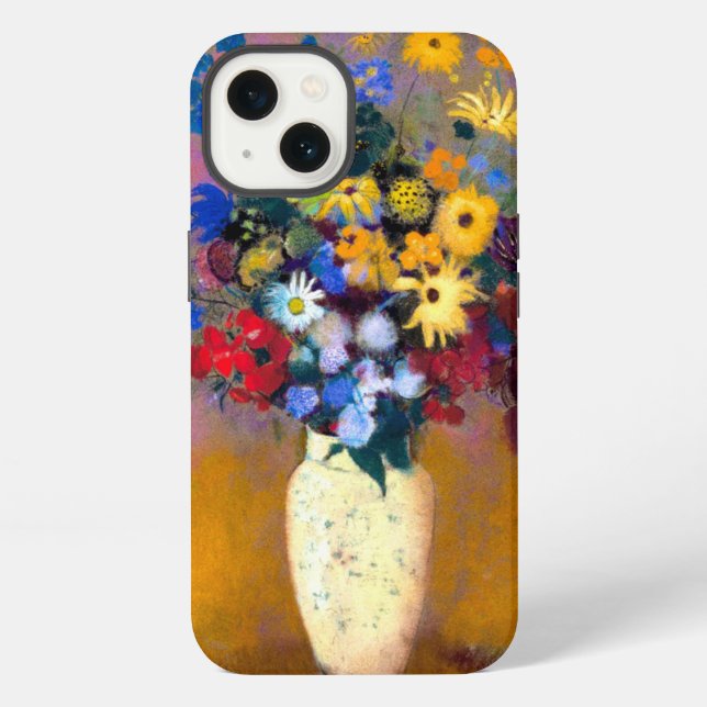 Coque iPhone Vase blanc avec fleurs Odilon Redon (Verso)