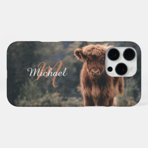 Coque iPhone 16 Pro Max Veau de vache Highland automne herbe monogramme in